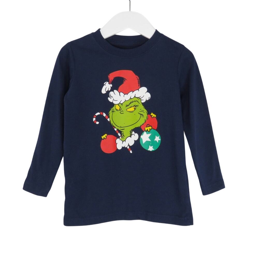 Dr. Seuss The Grinch Navy Blue Christmas Long Sleeve Graphic T-Shirt 3T